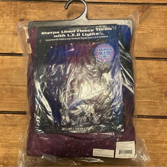 ThinkGeek Space LED Light Up Fleece Sherpa Throw Blanket New Astronaut NWT - Picture 4 of 9